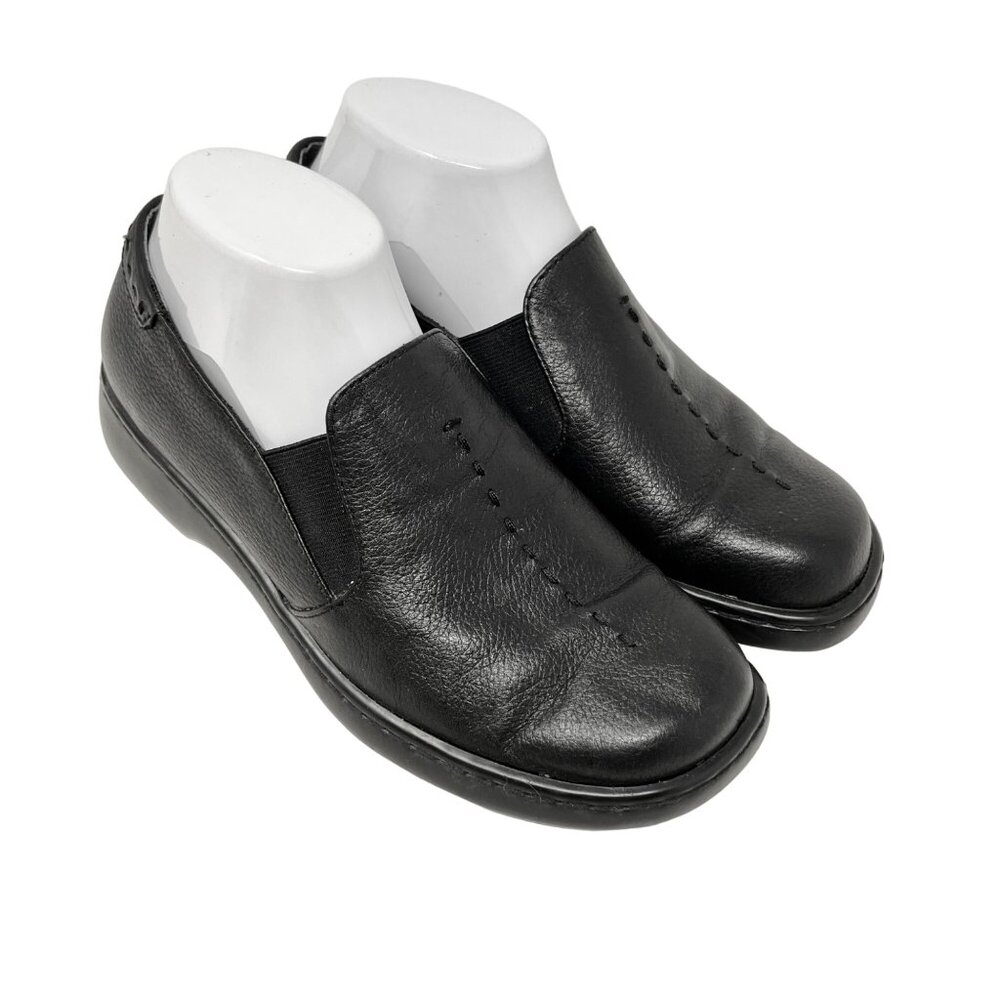 Naturalizer Women Music Black Loafer Slip On Stitch Detail Textured Leather 7.5W